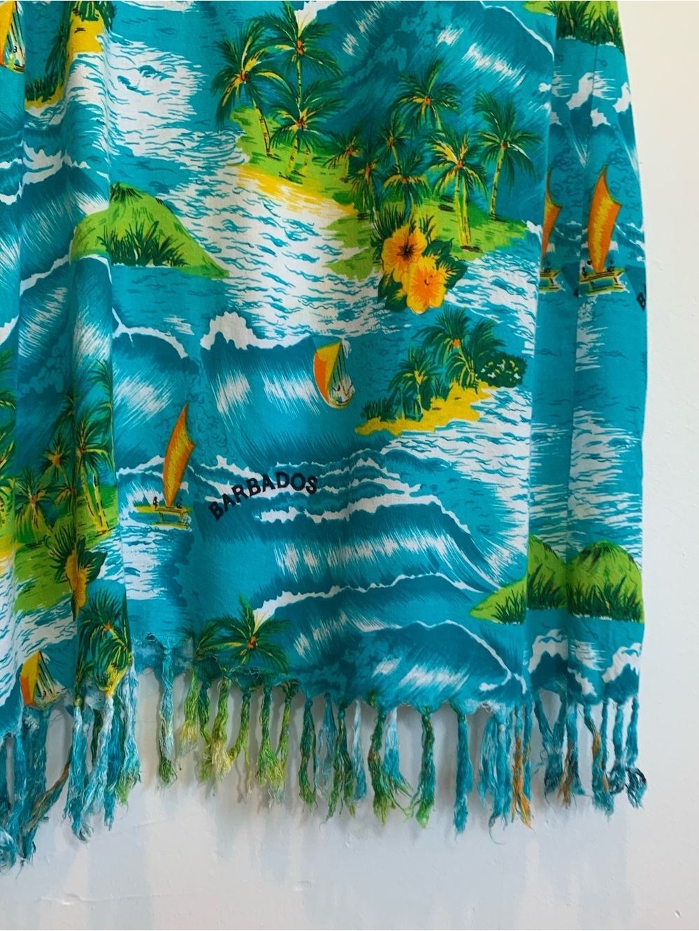 Hawaiian Dress Fringe Hem Large - Picture 5 of 8
